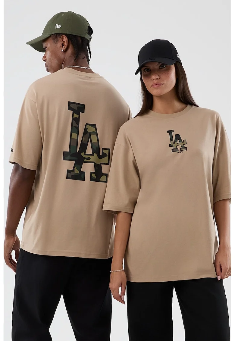 Tricou din bumbac cu model unisex LA Dodgers, Bej