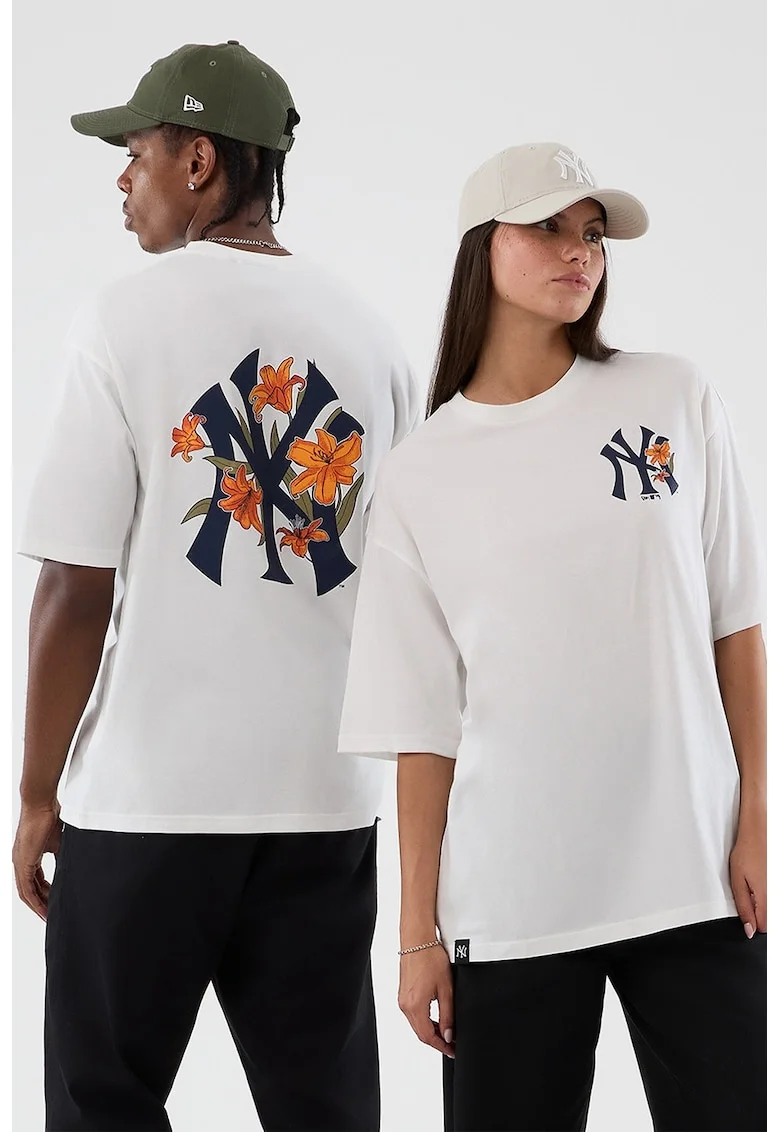 Tricou unisex cu imprimeu MLB NY Yankees, Alb
