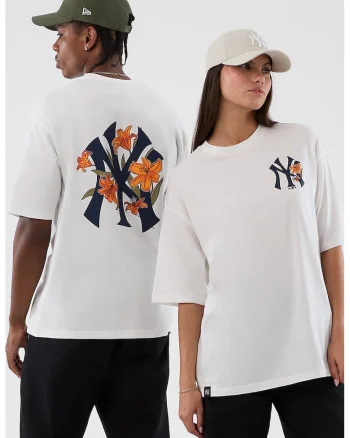 Tricou unisex cu imprimeu MLB NY Yankees, Alb
