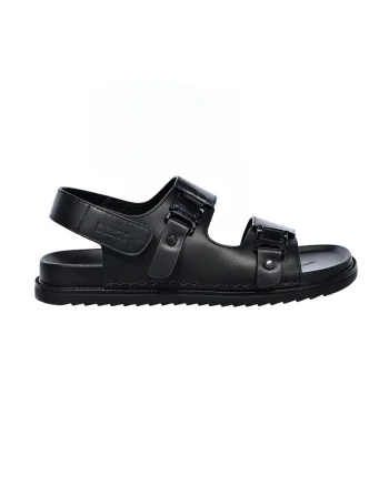 Sandale din piele cu segment cu inchidere velcro, Negru