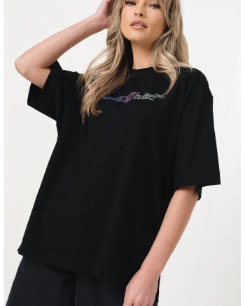 Tricou cu imprimeu grafic, Verde/Negru/Roz