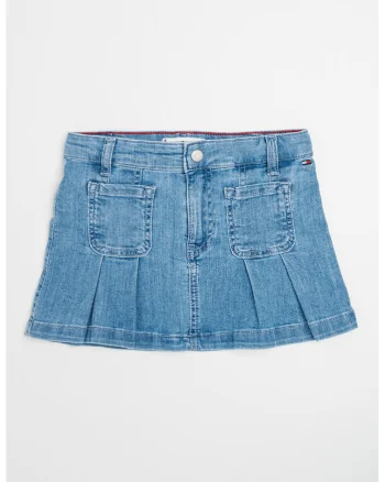 Fusta scurta din denim, Albastru pastel