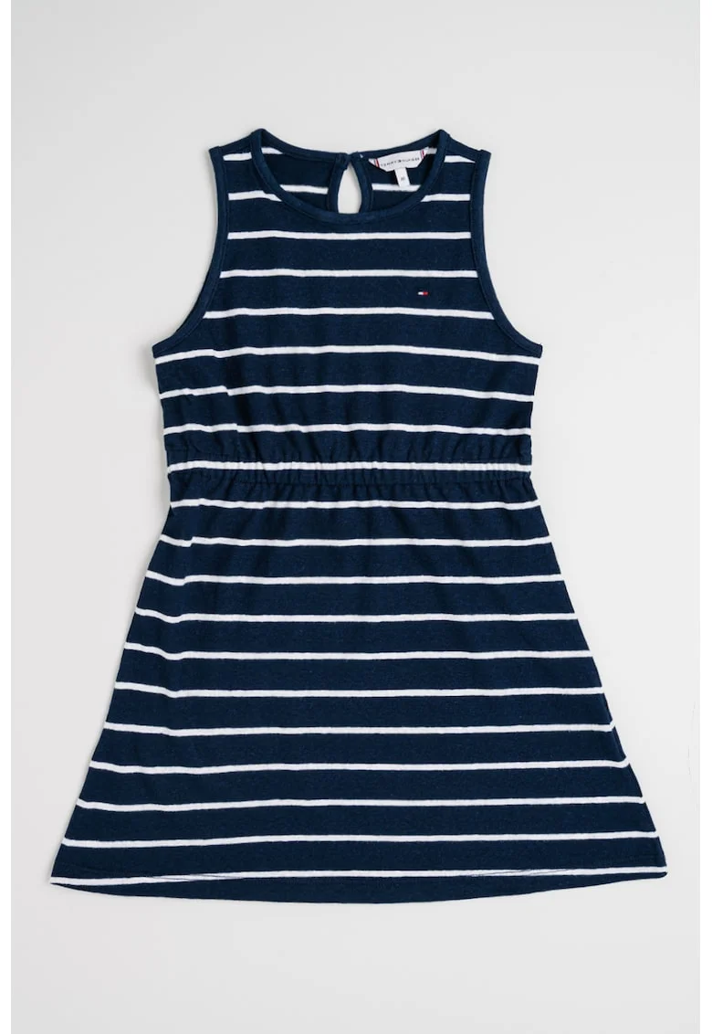Rochie cu dungi fara maneci, Alb murdar/Bleumarin