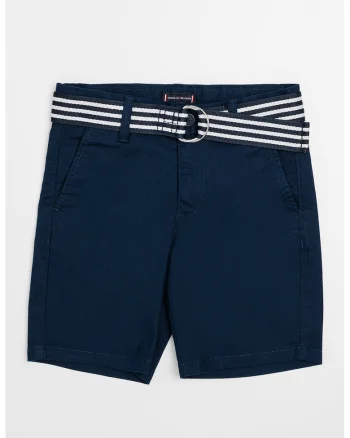 Pantaloni scurti tesuti cu o curea, Bleumarin