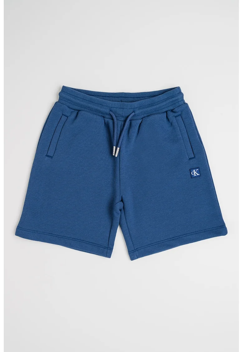 Pantaloni scurti din amestec de bumbac cu logo, Albastru prafuit