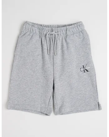 Pantaloni scurti de bumbac cu imprimeu logo discret, Gri melange
