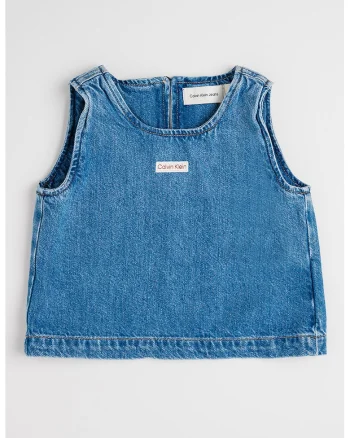 Top din denim si amestec de lyocell, Albastru petrol