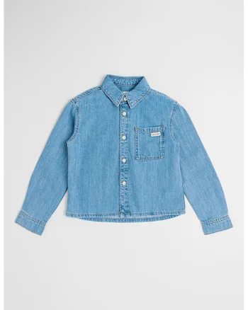 Camasa din denim cu maneci lungi, Albastru petrol