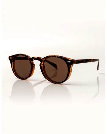 Ochelari de soare rotunzi cu animal print, Maro/Portocaliu
