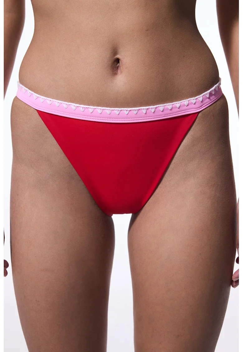 Bikini cu model uni, Rosu/Roz