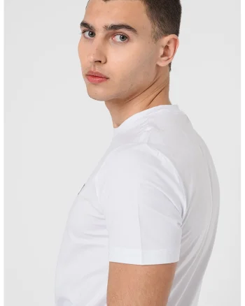 Tricou cu decolteu la baza gatului si logo, Negru/Alb murdar