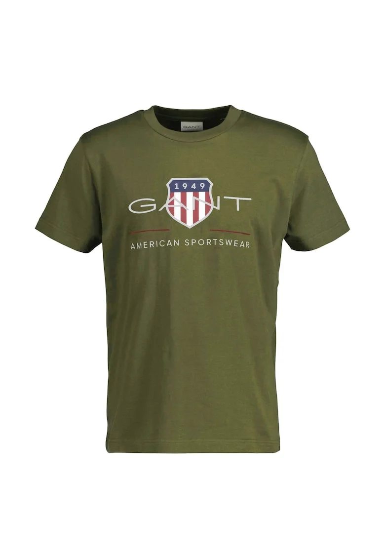 Tricou regular fit cu imprimeu logo Archive Shield, Verde masliniu