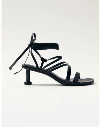 Sandale de piele cu barete multiple, Negru