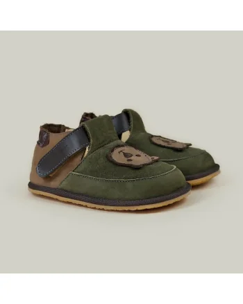 Pantofi Barefoot din piele naturala, Barney, Verde, Verde