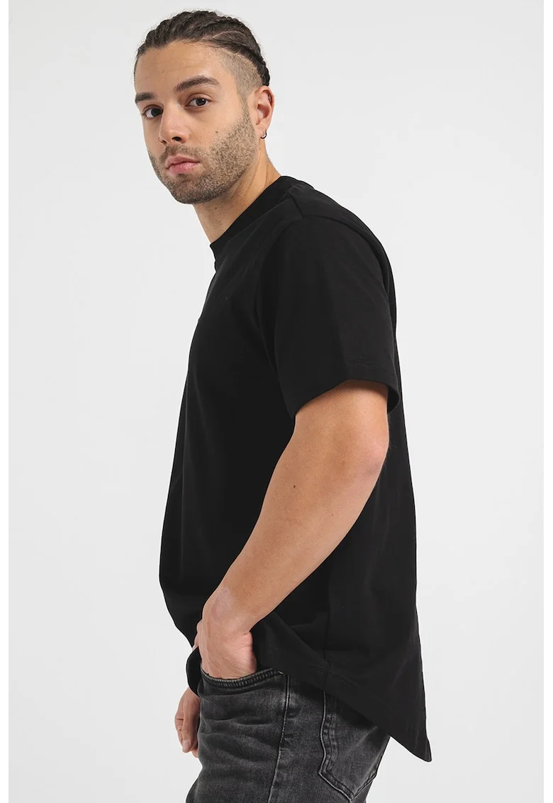 Tricou de bumbac organic cu terminatie rotunjita, Negru