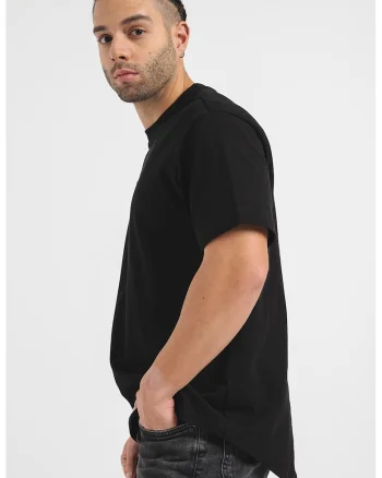 Tricou de bumbac organic cu terminatie rotunjita, Negru