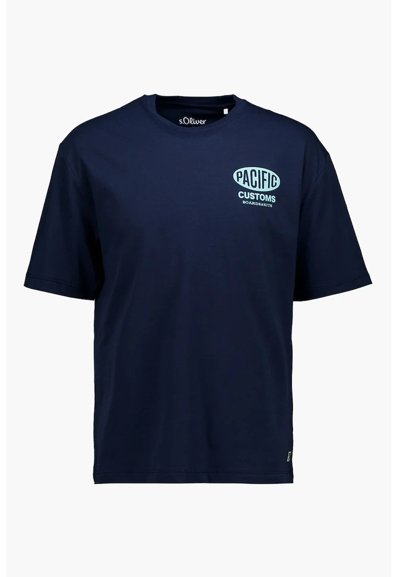 Tricou cu imprimeu text, Bleumarin