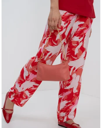 Pantaloni relaxed fit cu imprimeu grafic, Roz deschis/Rosu vermillion