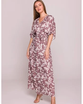 Rochie petrecuta maxi cu imprimeu,, Alb/Maro