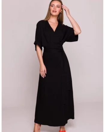 Rochie petrecuta maxi cu curea in talie,, Negru