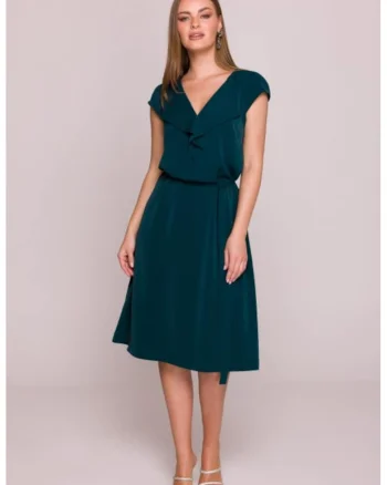 Rochie cu jabou si curea in talie,, Verde