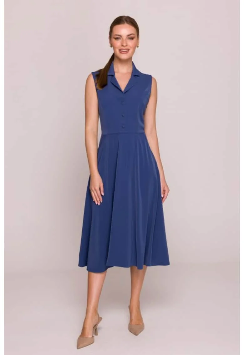 Rochie evazata cu guler,, Albastru