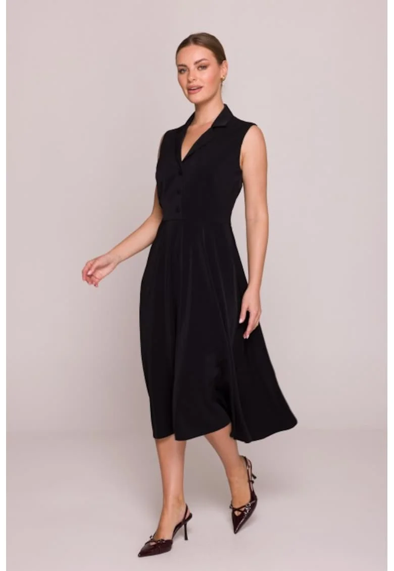 Rochie evazata cu guler,, Negru
