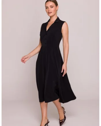 Rochie evazata cu guler,, Negru