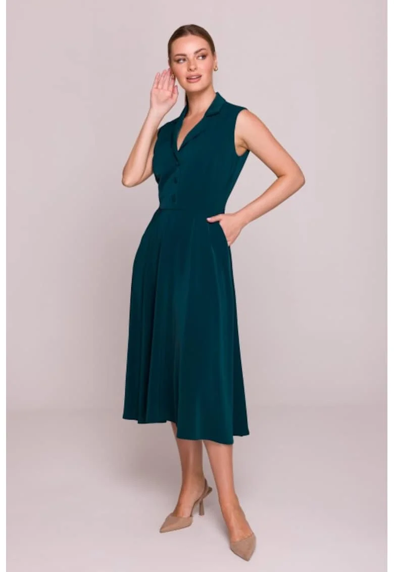 Rochie evazata cu guler,, Verde