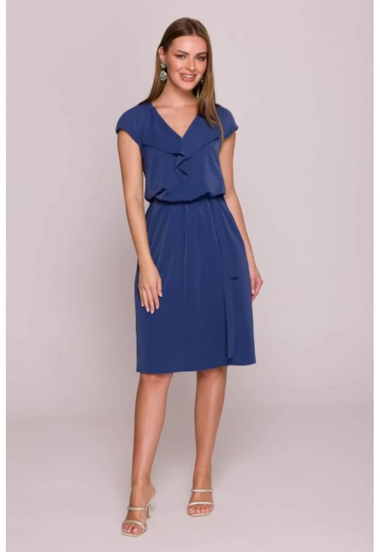 Rochie cu jabou si curea in talie,, Albastru