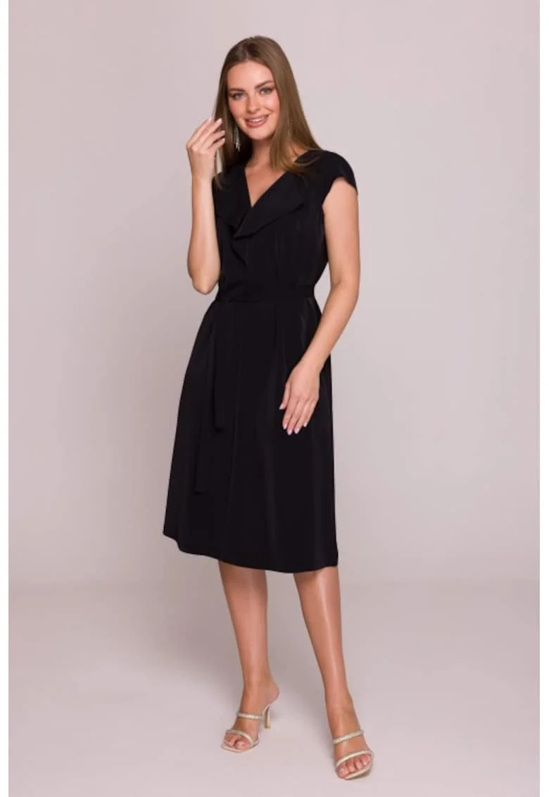 Rochie cu jabou si curea in talie,, Negru
