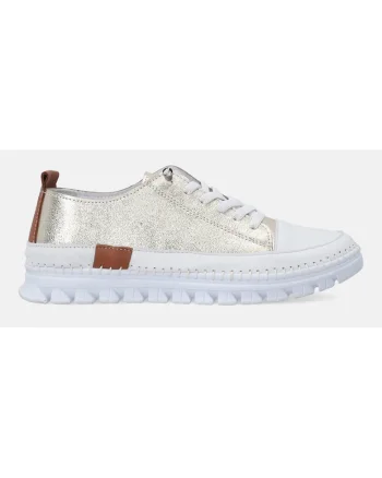 Pantofi sport din piele cu cusaturi decorative