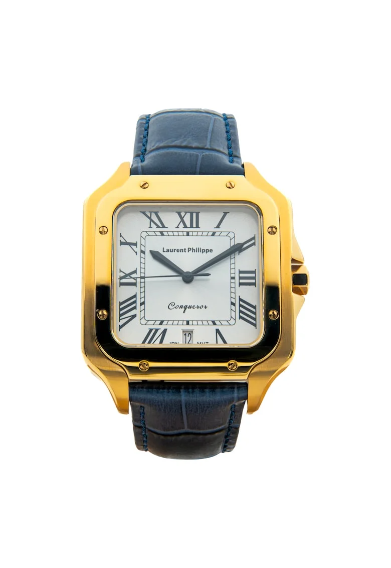 Ceas Conqueror The Golden Empress Blue Sauvage cu finisaj Auriu, Otel Inoxidabil