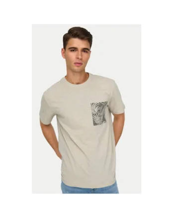 Tricou barbati,  304953187, Bumbac, Bej, Bej