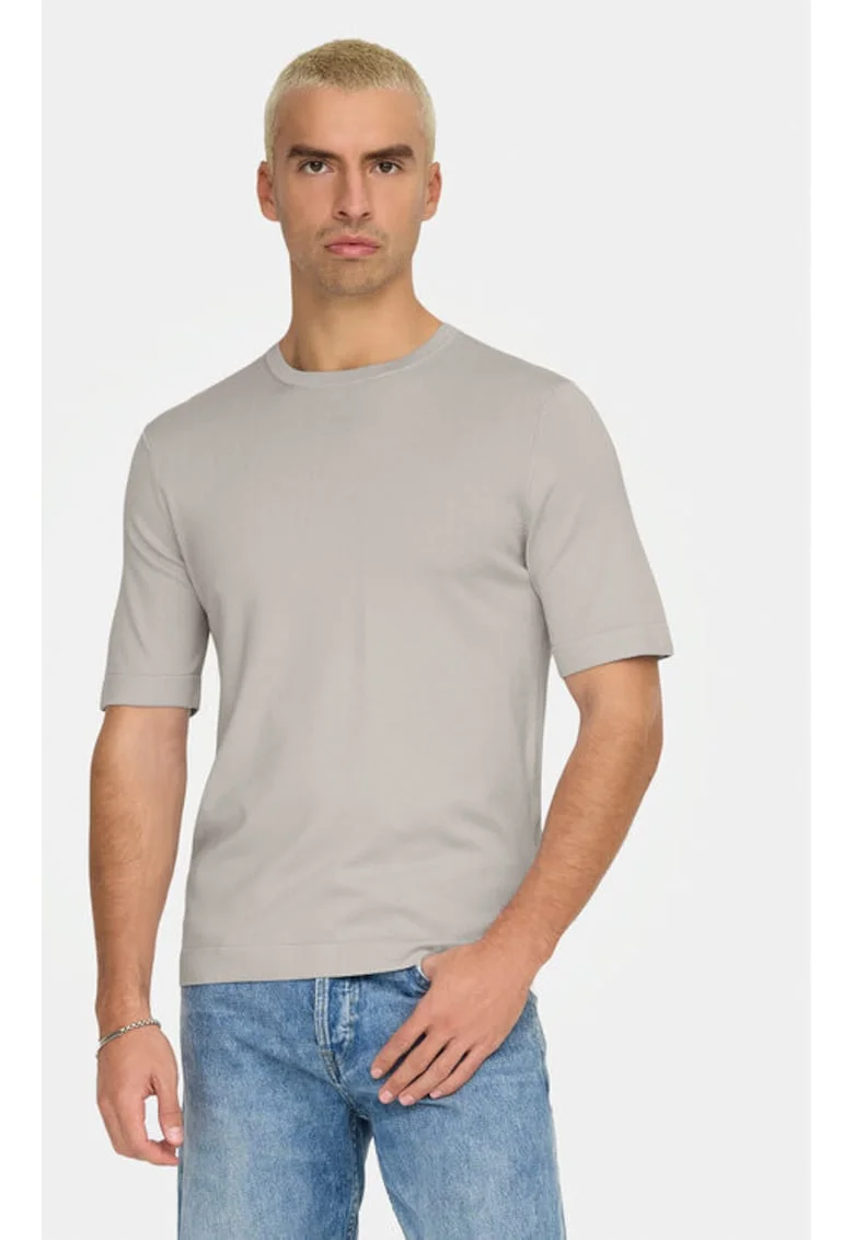 Tricou barbati,  304805226, Viscoza/Poliester, Bej, Bej