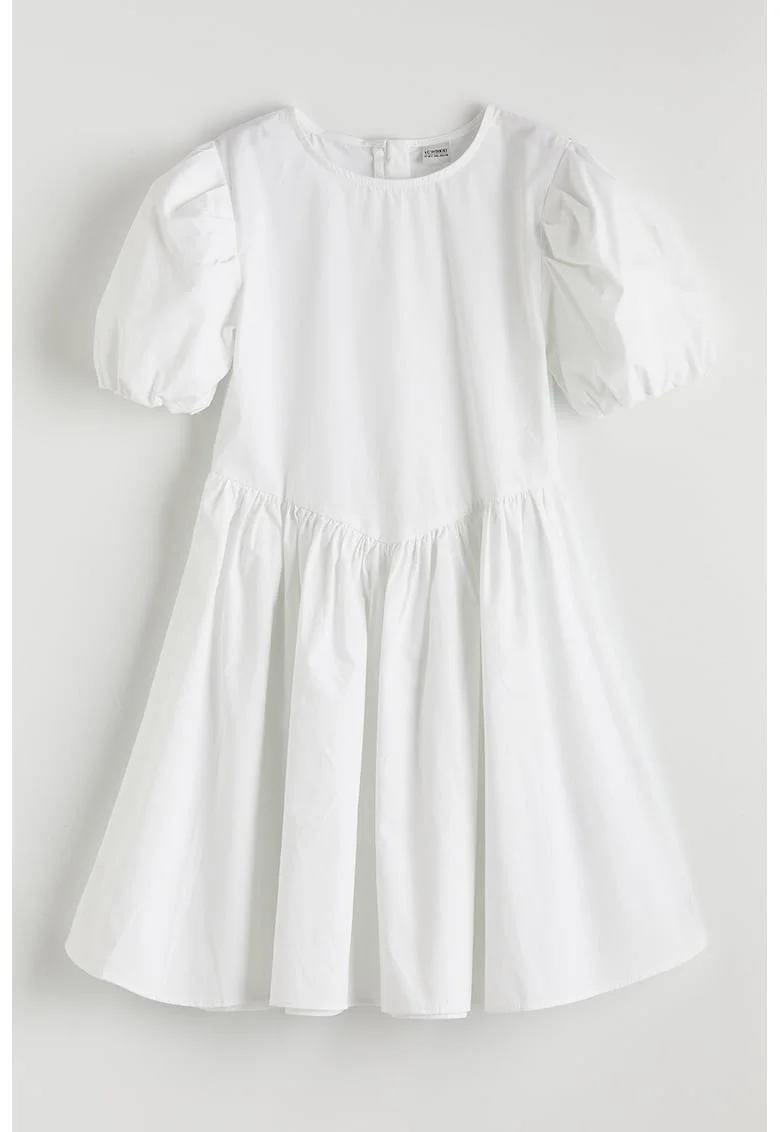 Rochie evazata din bumbac, Alb optic
