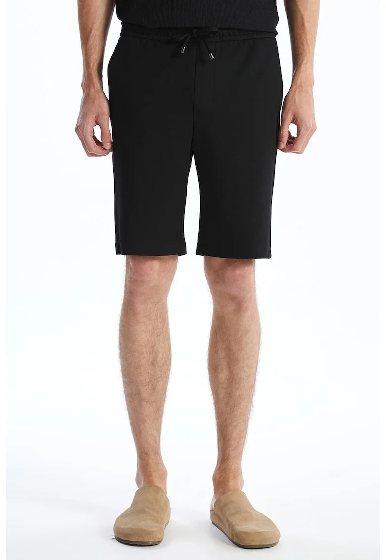 Bermude sport slim-fit cu talie ajustabila, Negru