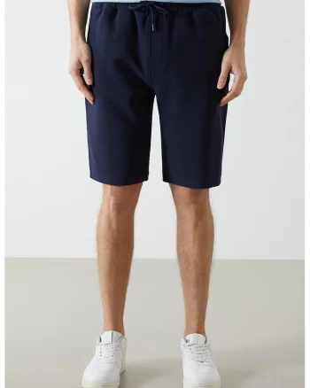 Pantaloni scurti cu buzunare cu fermoar si snur, Bleumarin