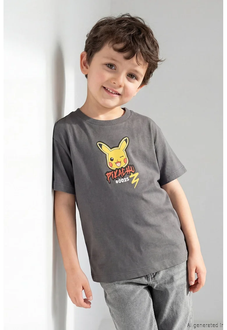 Tricou cu Pikachu, Gri inchis