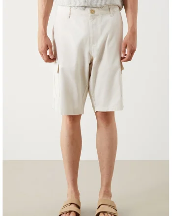 Pantaloni scurti din amestec de bumbac cu buzunare, Alb murdar