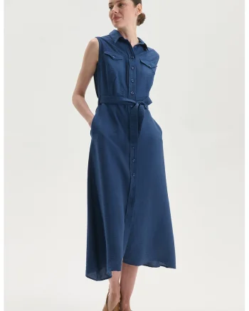 Rochie-camasa fara maneci, Albastru inchis