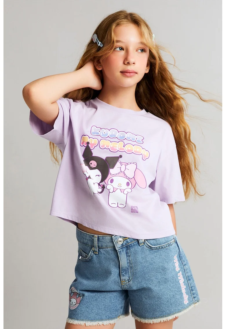 Tricou din bumbac cu imprimeu Kuromi, Lila