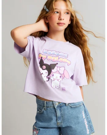 Tricou din bumbac cu imprimeu Kuromi, Lila