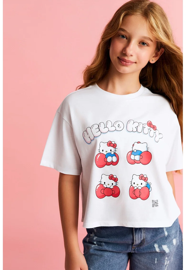 Tricou lejer cu imprimeu desene animate, Rosu/Alb optic