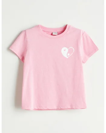 Tricou lejer cu imprimeu, Roz pastel