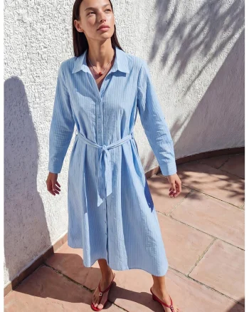 Rochie-camasa cu dungi, Albastru deschis