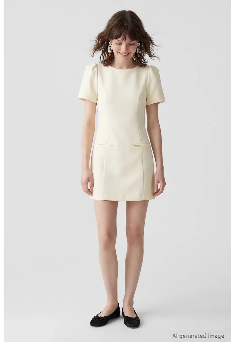 Rochie uni dreapta, Galben vanilie