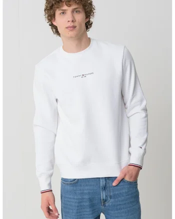 Bluza de trening cu logo, Negru/Alb optic