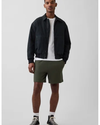 Pantaloni-bermude de trening cu snur, Verde sparanghel