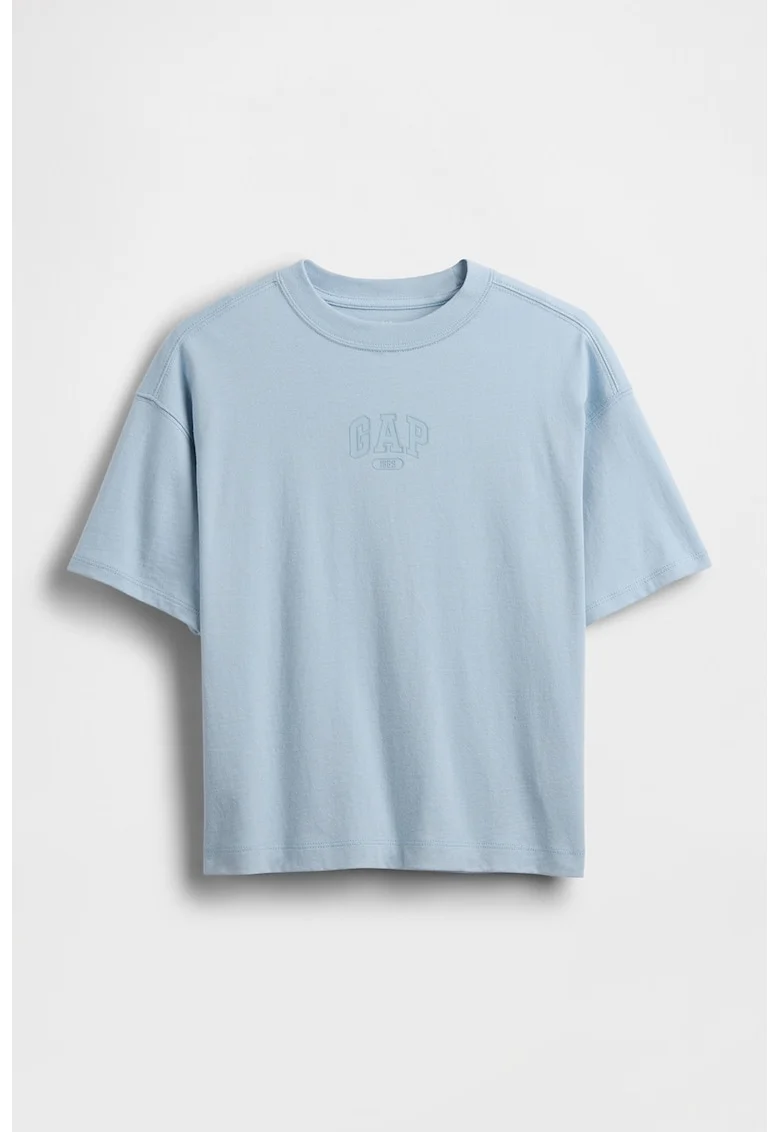 Tricou supradimensionat cu imprimeu logo, Albastru pastel